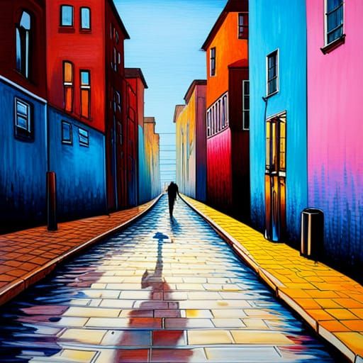 Vivid 3D Shadow at Sunrise in Graffiti Art Style