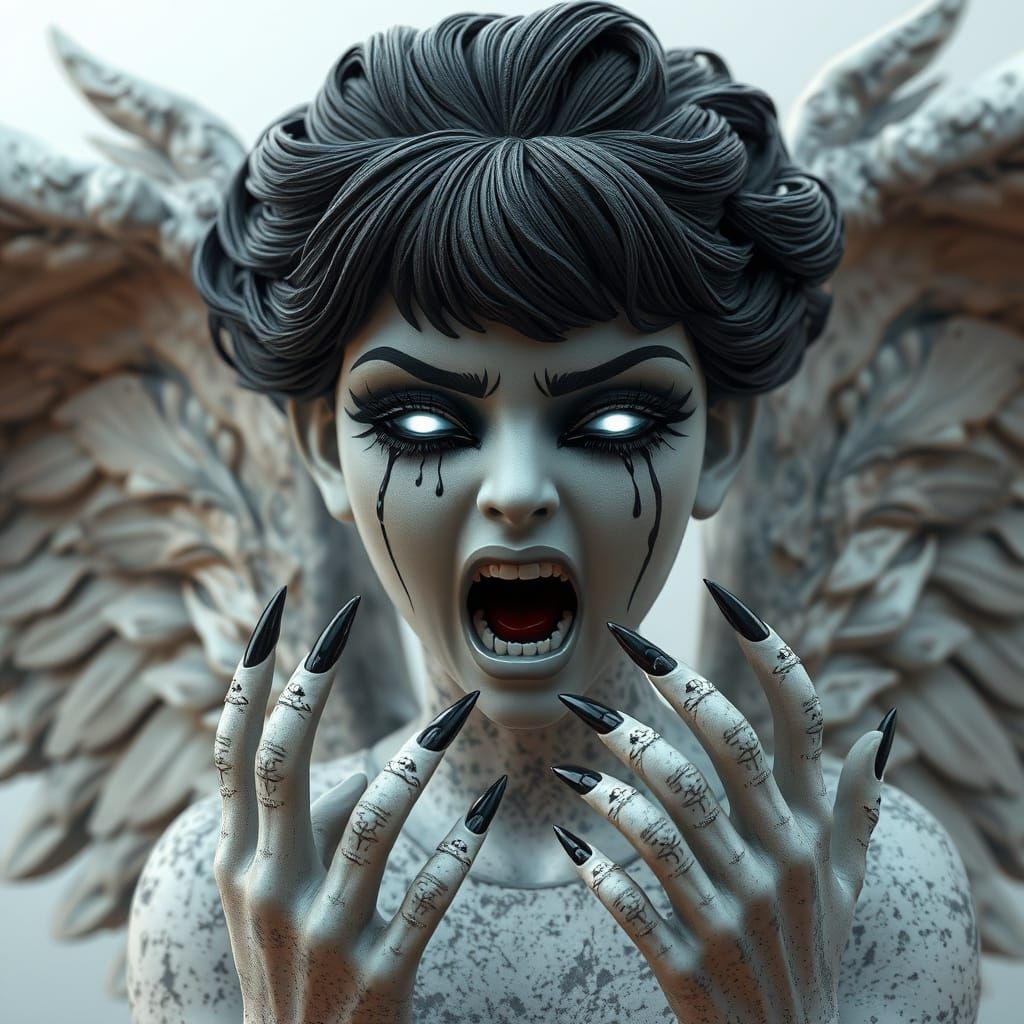Gothic Angel Statue in Dark Fantasy Style