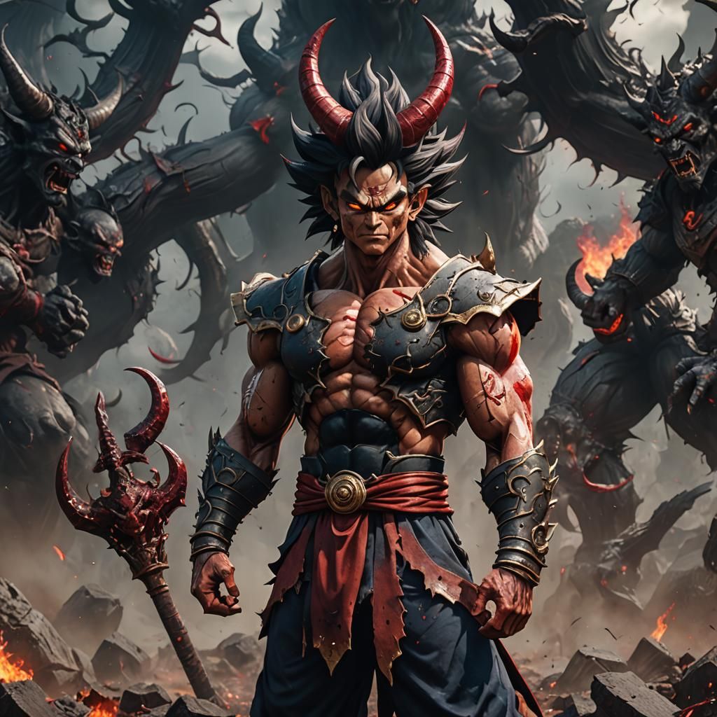 Demonic Saiyan Warrior in Detailed Matte Painting