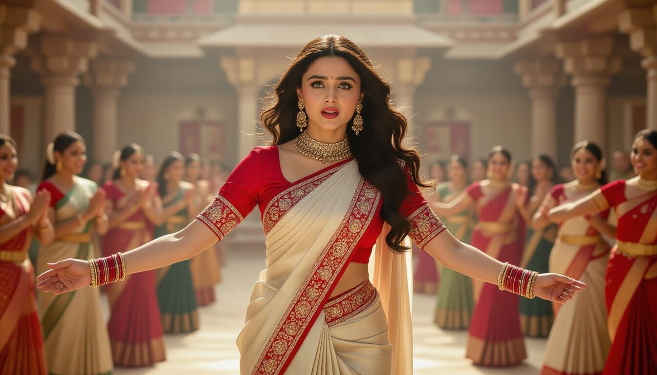 Dramatic Bollywood Dance Scene in Film Still Aesthetic