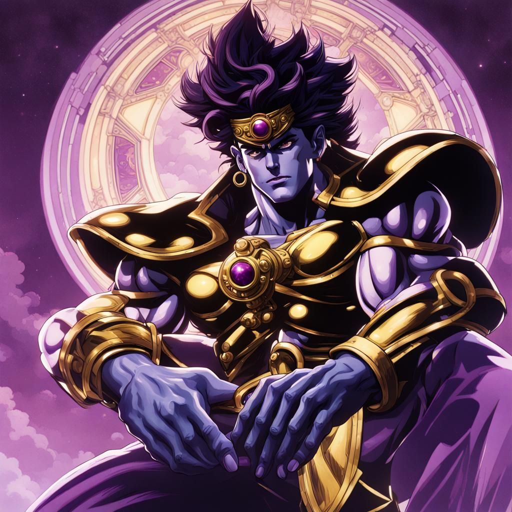 Star Platinum in Detailed Dark Fantasy Style