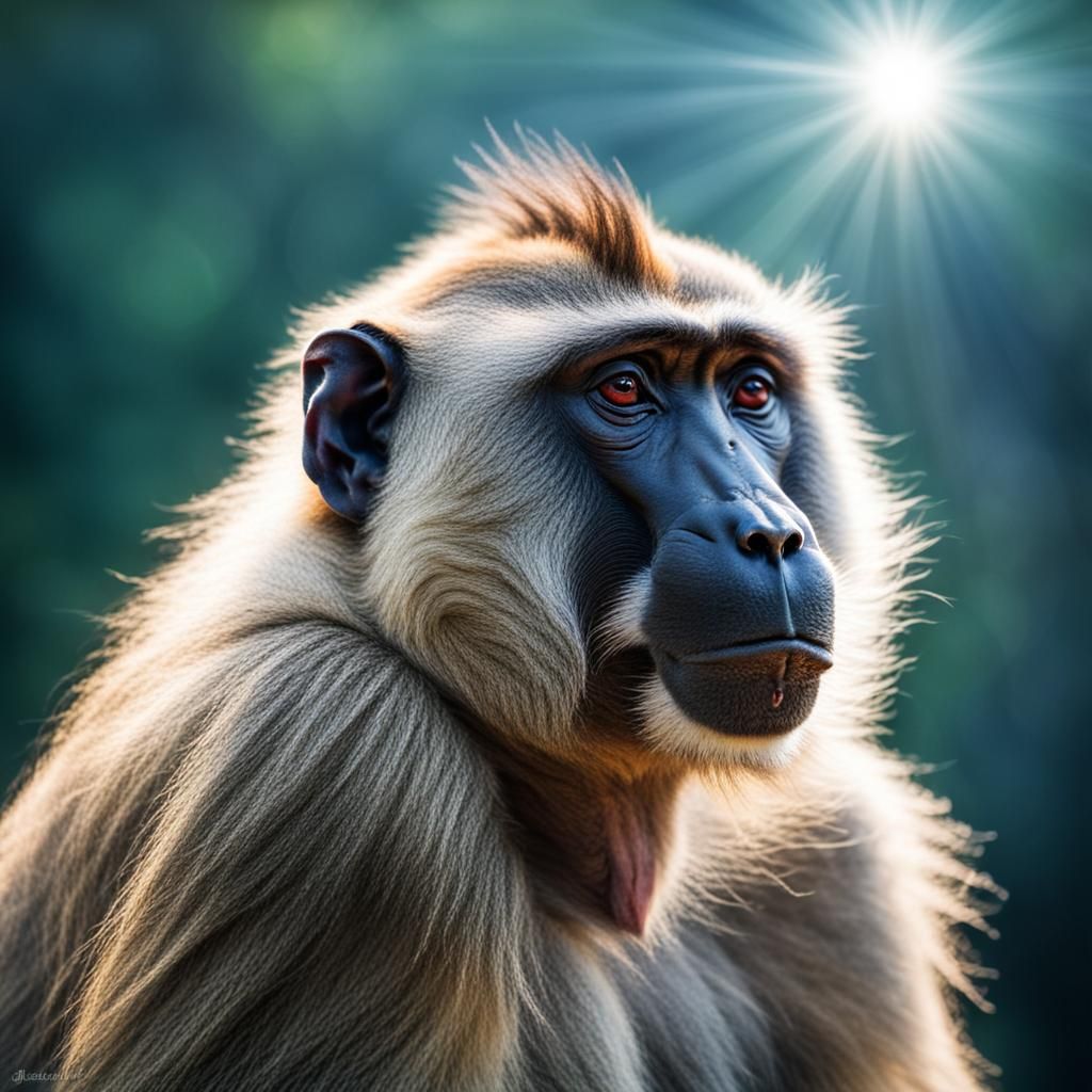 Baboon in Divine Sunshine