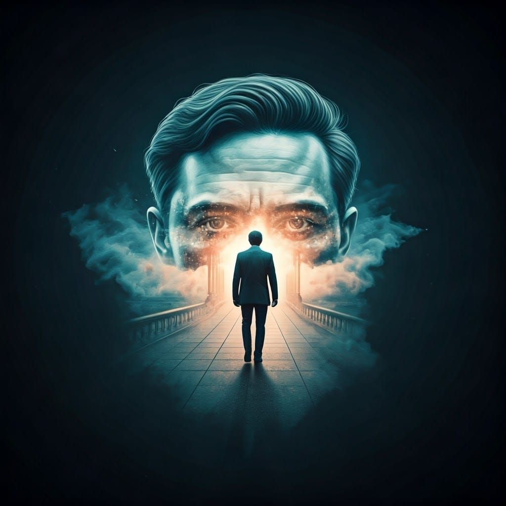 Double Exposure Image Fading to Dust in Neon Colors