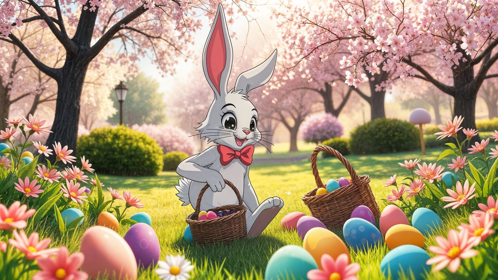 Vibrant Easter Bunny in Anime Style