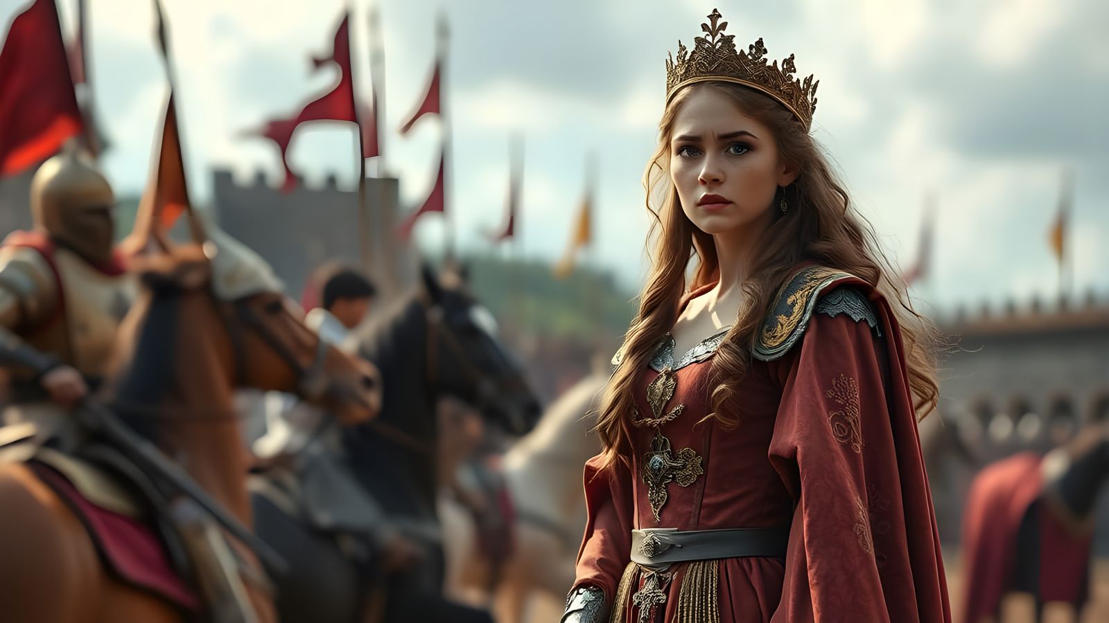 Medieval Princess Watches Joust Tournament in Concern