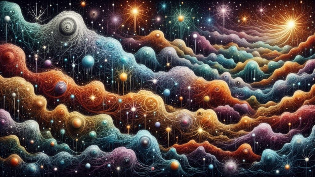 Kinetic Pointillism Fractals in Art Nouveau Style