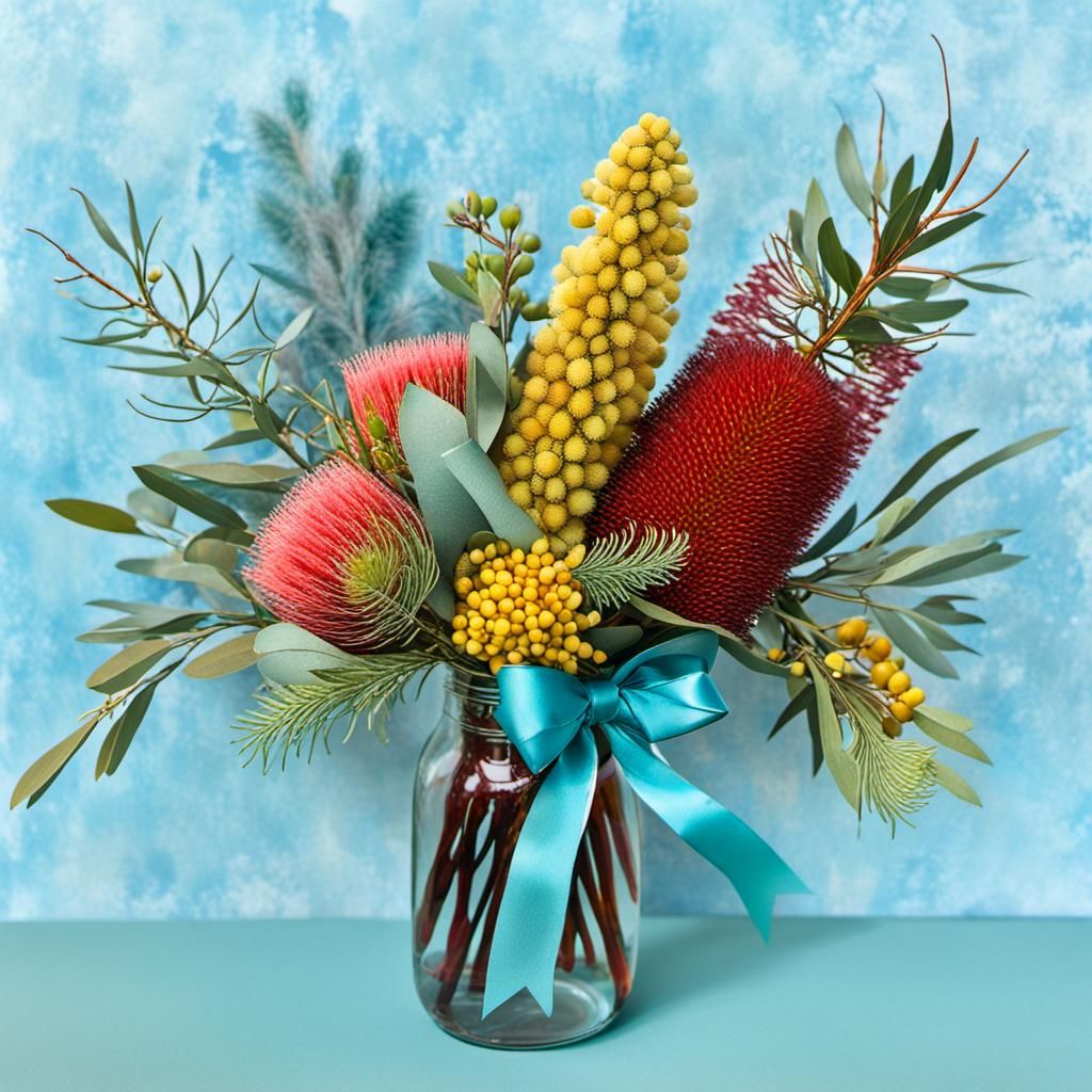 Australian Native Flowers in Alcohol Ink Style