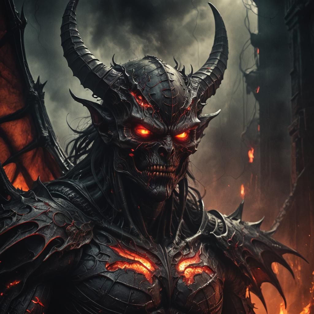 Menacing Demon with Bat Wings in Dark Fantasy Art