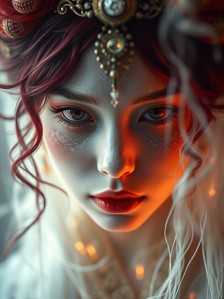 Whimsical Hantu-Laut Fantasy Portrait in Triadic Hues