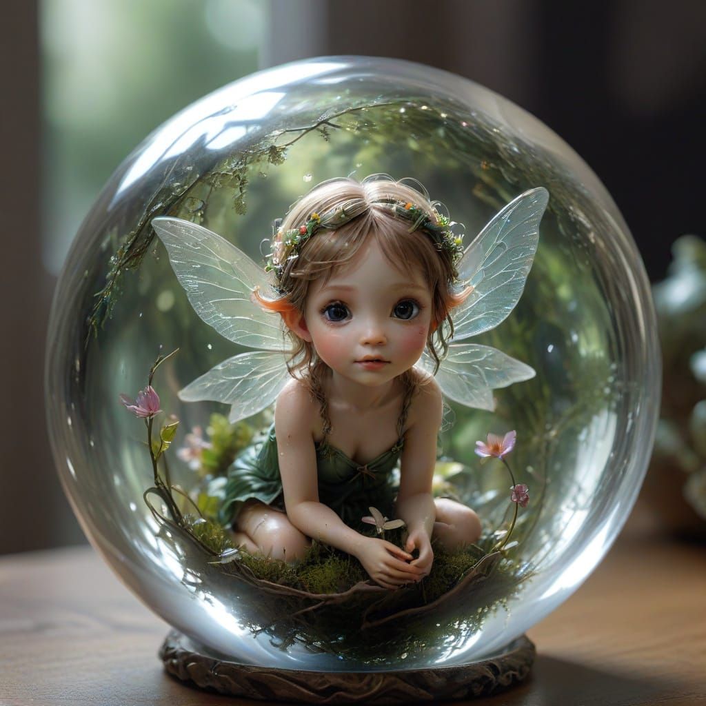 Hyperrealistic Glass Orb with Fairy Inside