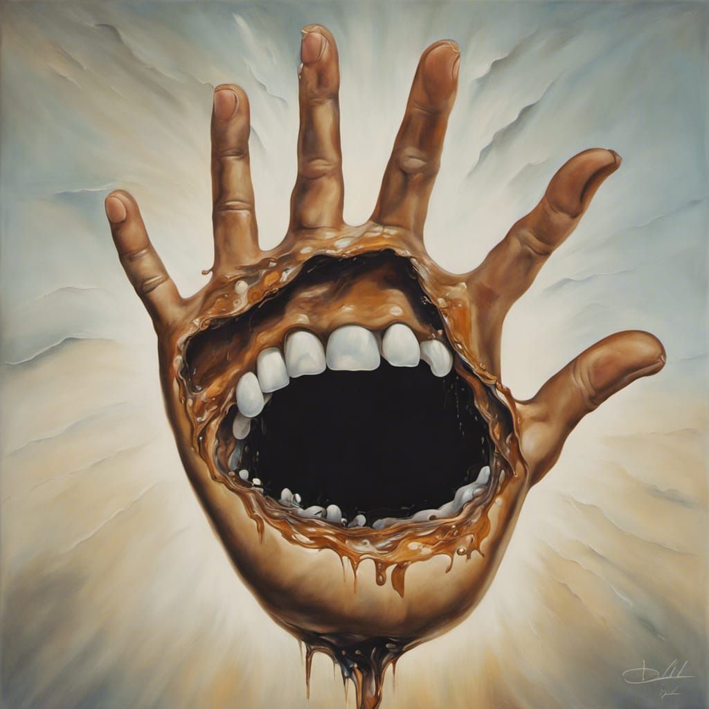 Surreal Hand-Shaped Void in a Dali-esque Landscape