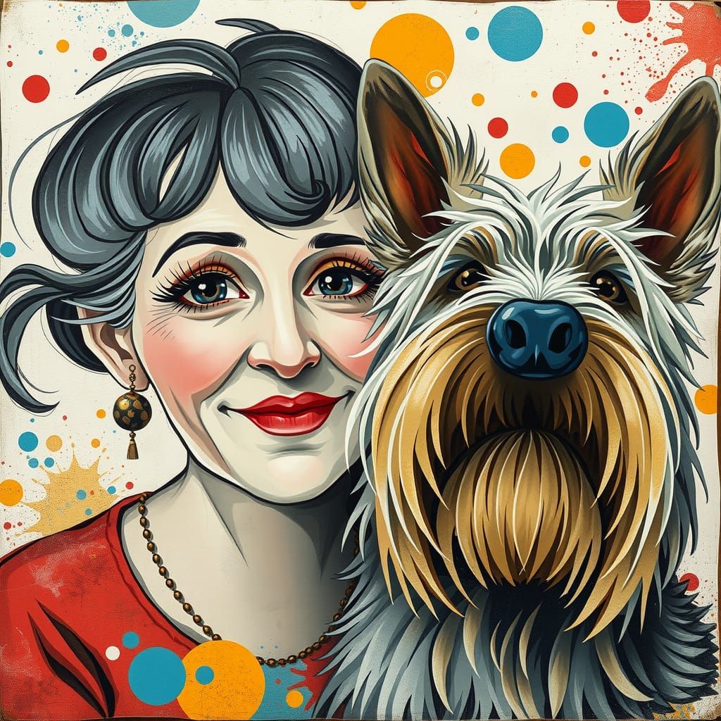 Woman and Dog Collage in Pop Surrealism Style