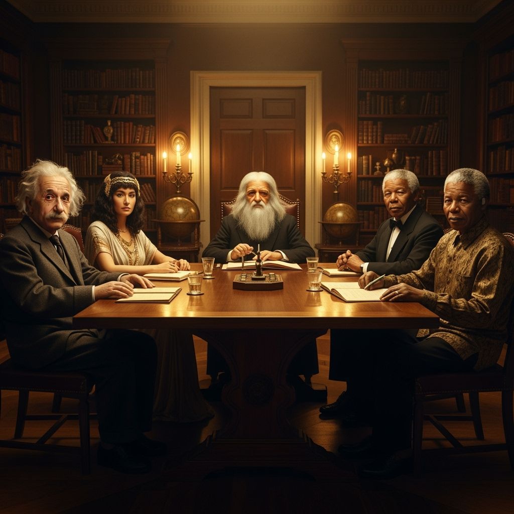 Historical Figures in a 19th-Century Study