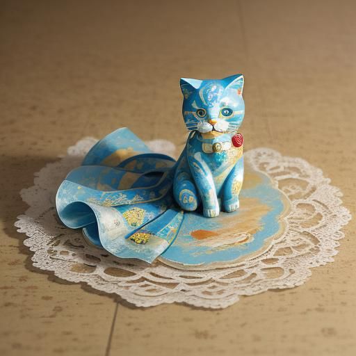 Hello Kitty as Rococo Maneki Neko in Ghibli Style