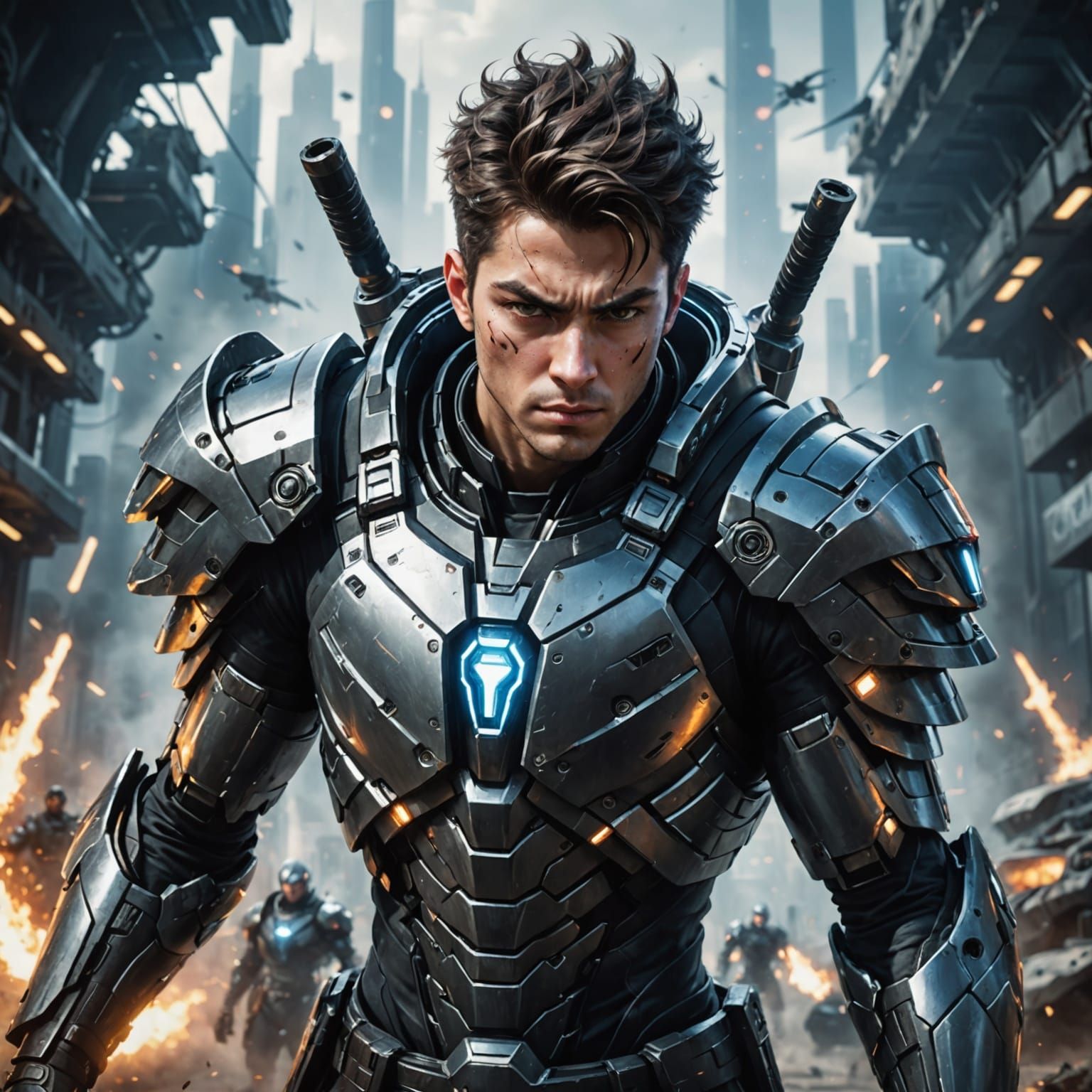 Regal Warrior Dominates Futuristic Landscape