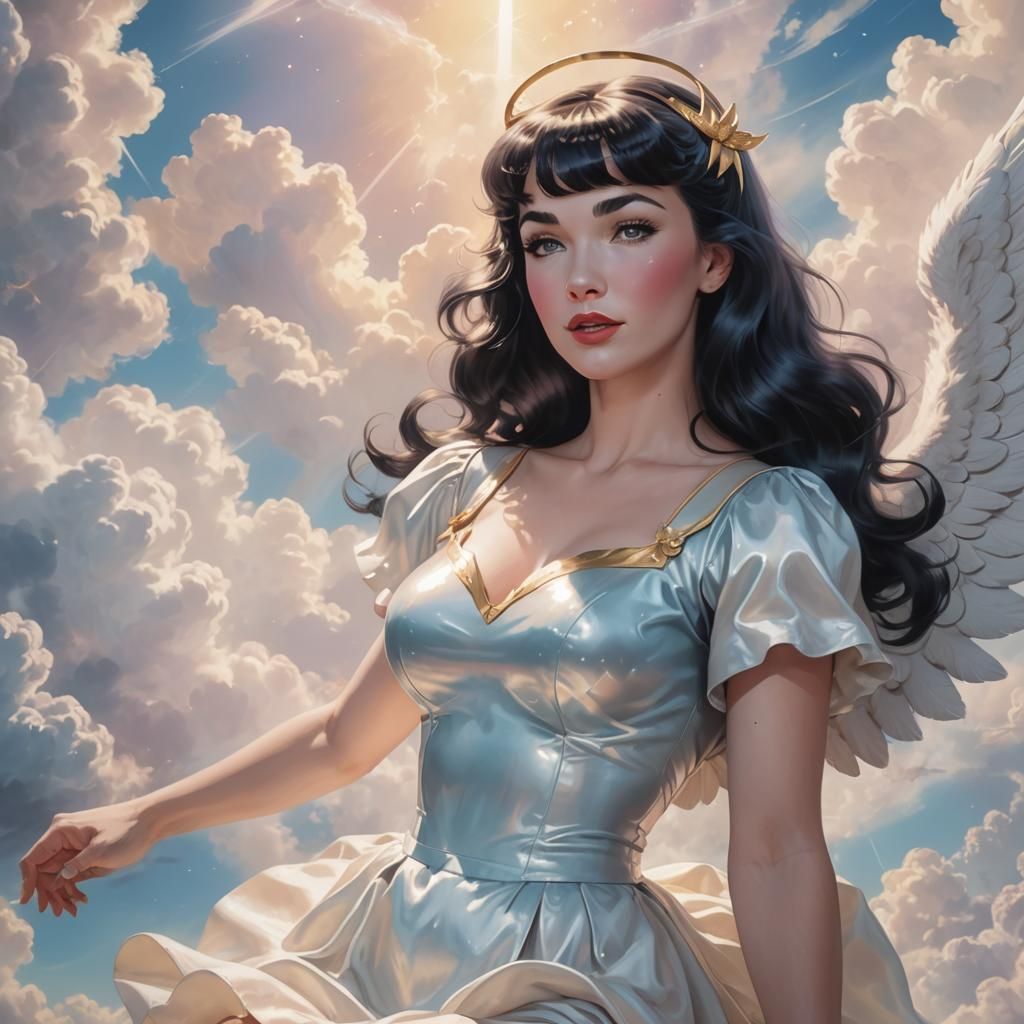 Anime Angel: Bettie Page in Cosmic Illustration