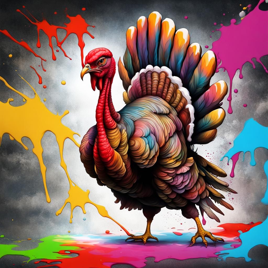 Turkey Attack on Santa Claus in Graffiti Style