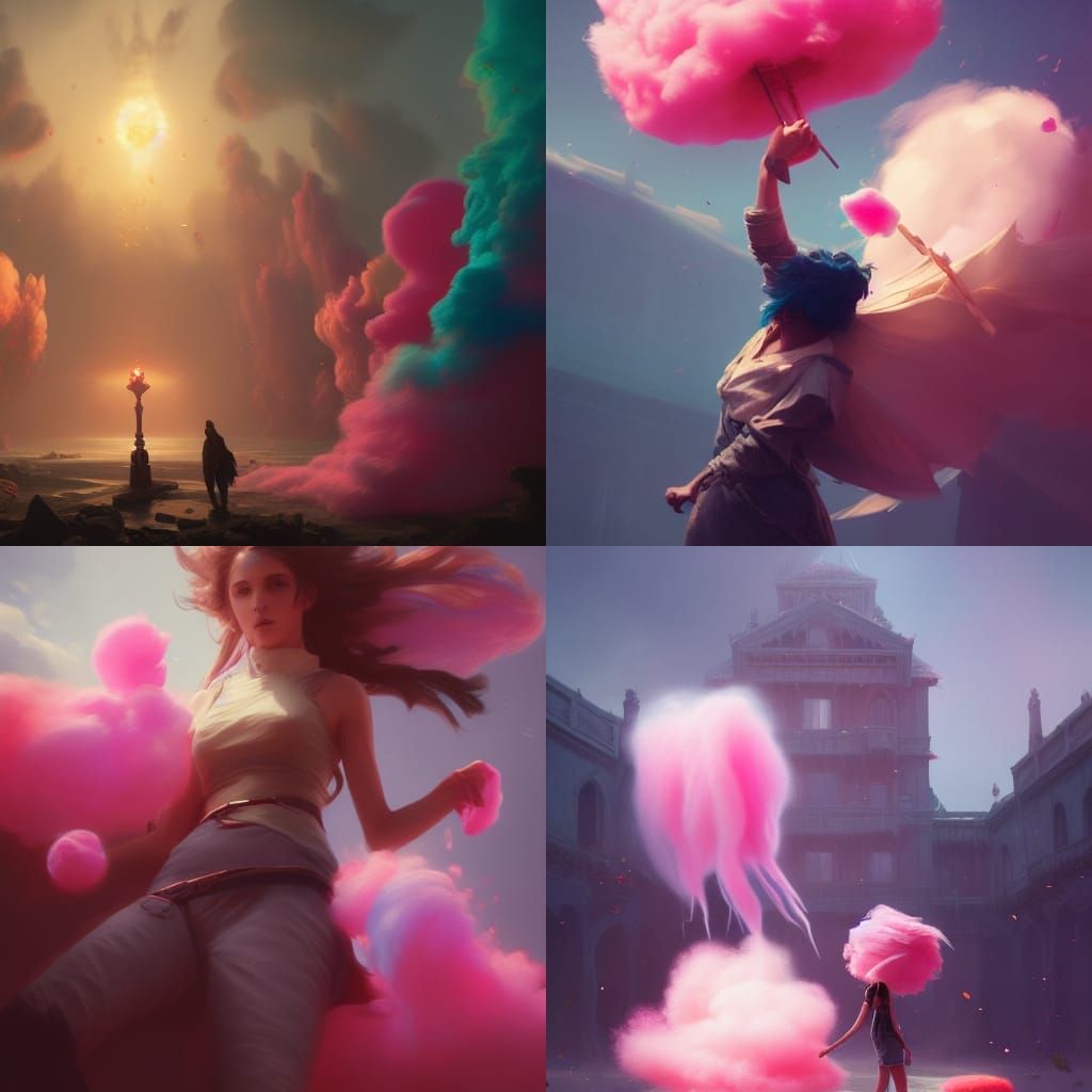 Colored Key and Cotton Candy in Dark Fantasy Style