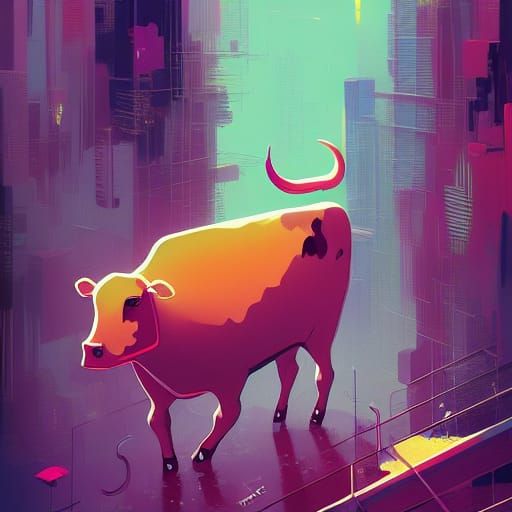 Anthropomorphic Cow in Business Suit, Composite Art