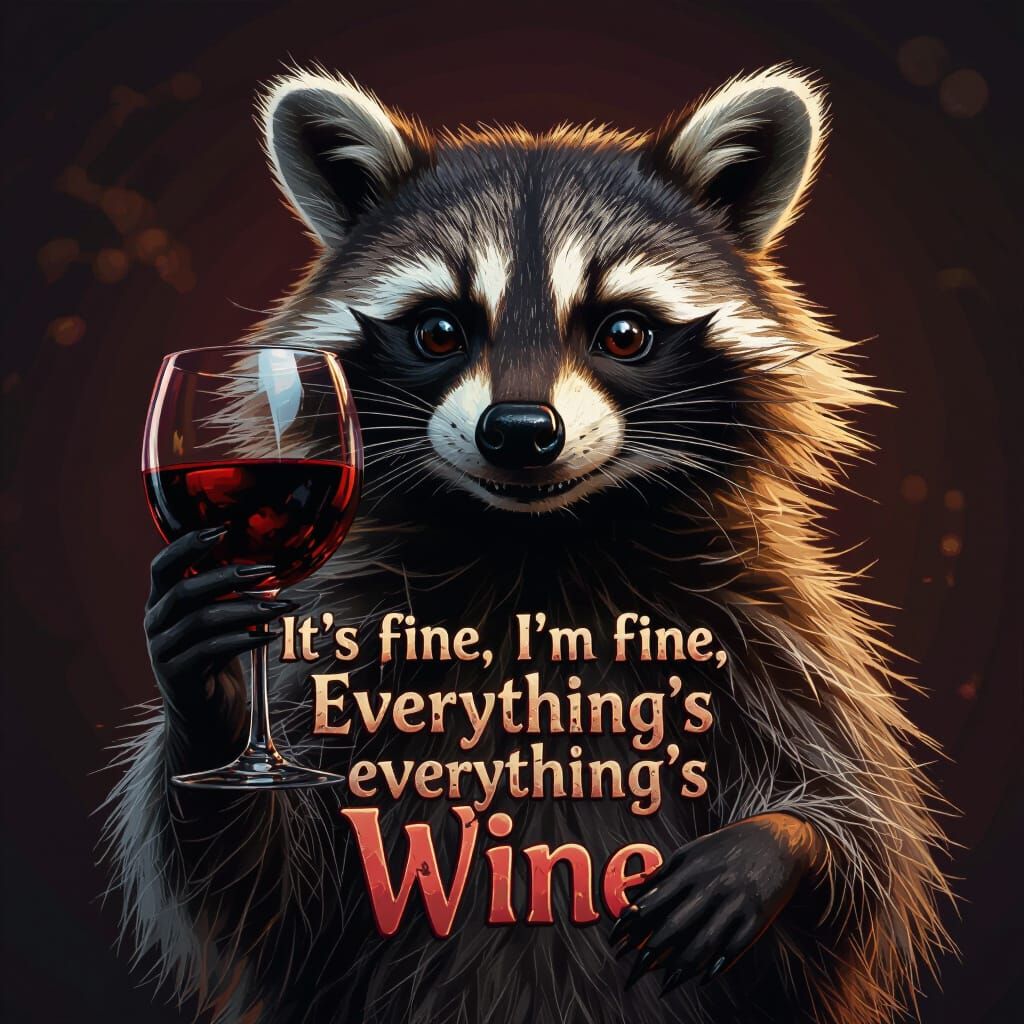 Raccoon Enjoys Wine Graphic for T-Shirt Design