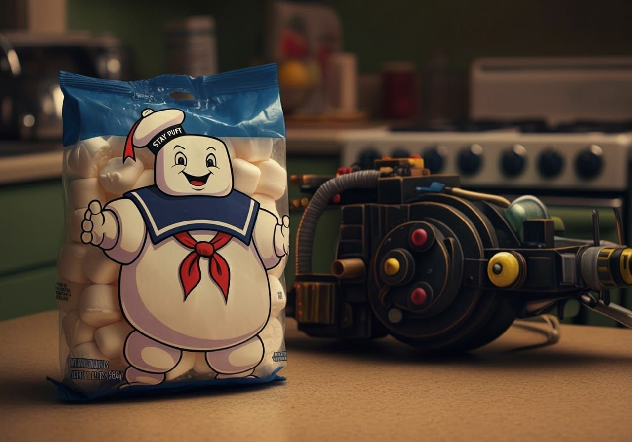 Stay Puft Marshmallows in Retro 80s Kitchen