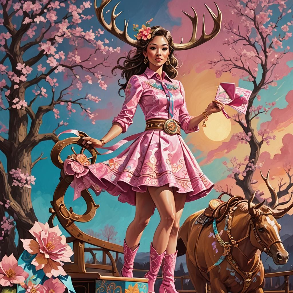 Sissy Wins Rodeo: Viscous Oil Painting Concept Art