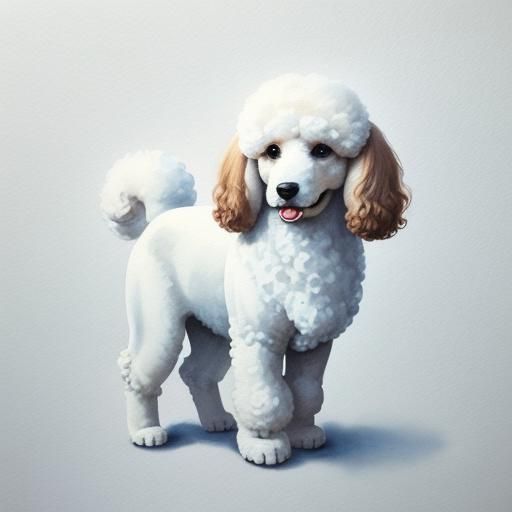 Happy Poodle Portrait in Watercolor Style