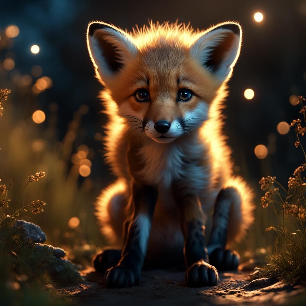Adorable Fox-Cheetah Hybrid Pup in Photorealistic 3D