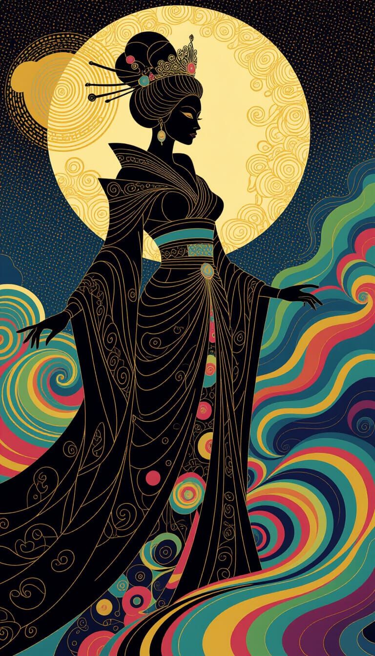 Eldritch Queen in Retrofuturistic Film Noir Style