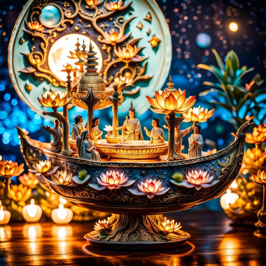 Detailed Microcosm Diorama with Antique Plate