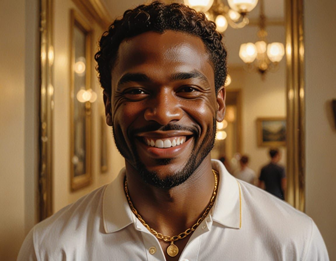 Young Black Man Smiles in Classic Attire
