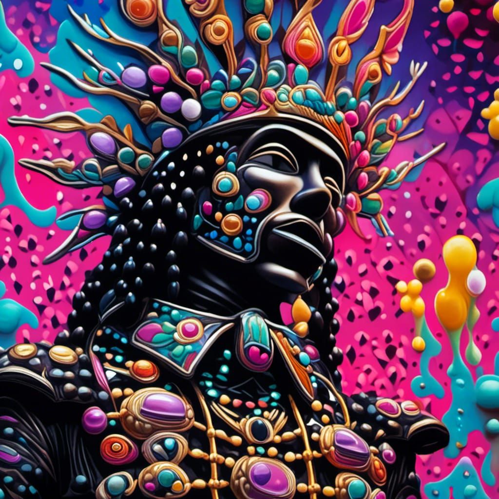 Colorful Black Nutcracker in Graffiti Art Style