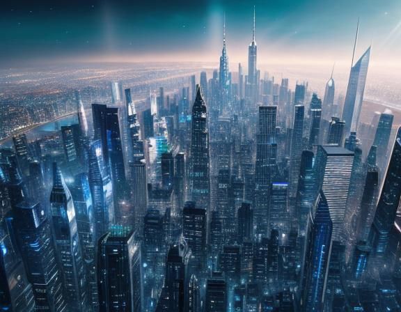 Futuristic Diamond Crystal Cityscape