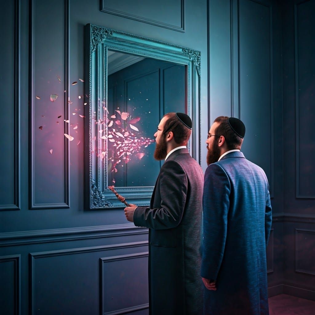 Mystical Mirror Shattering in Sumptuous Hotel Room