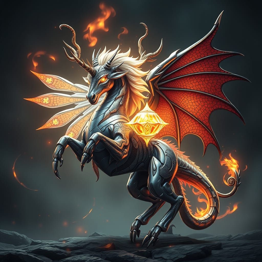 Mythical Creature Fusion: Mythweaver in Sci-Fi Style