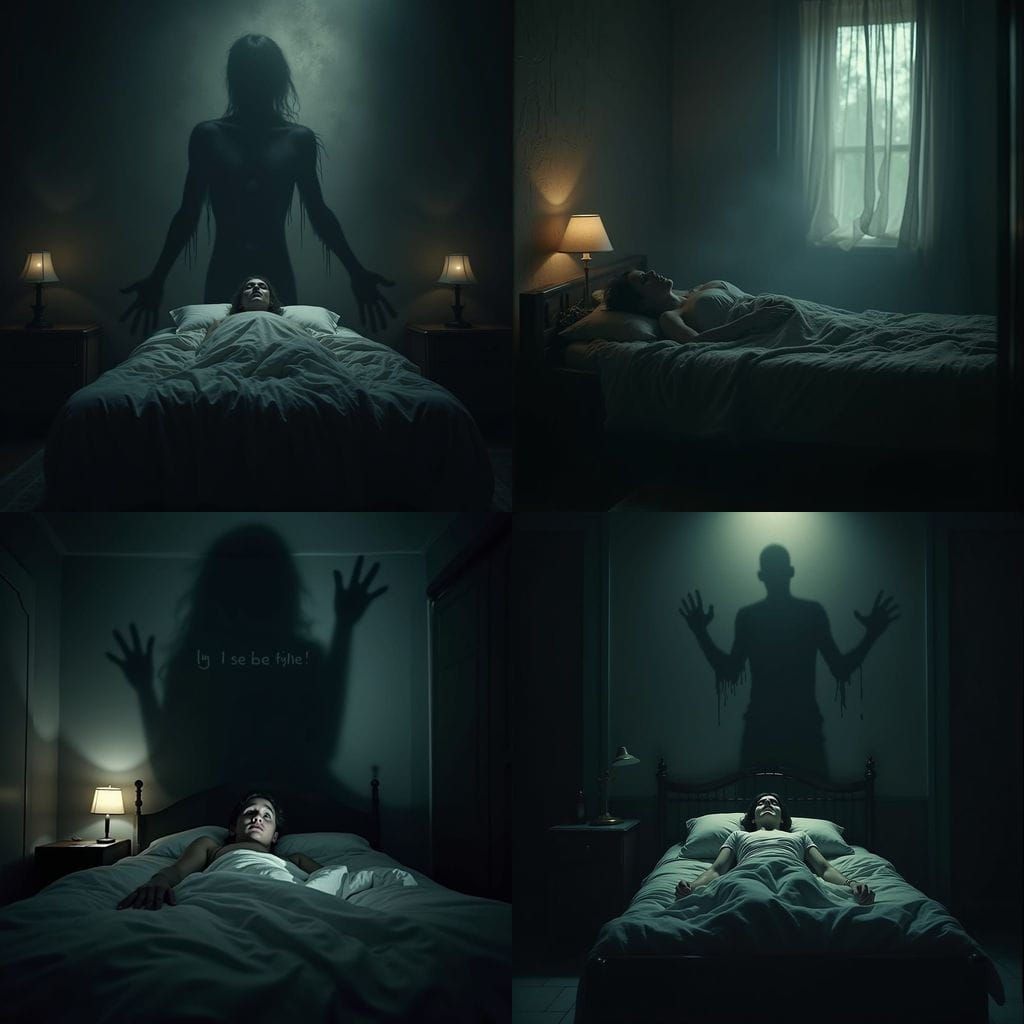 Horror Scene: Shadow Hand Emerges From Darkness