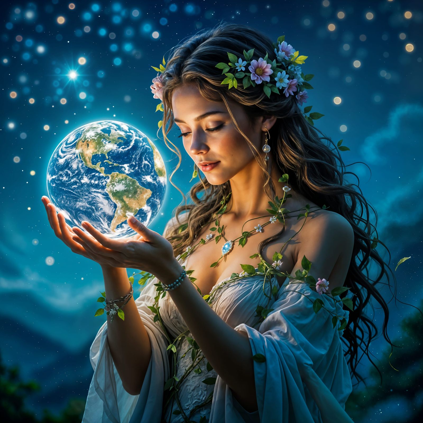 Gaia Holding Earth: A Personification of Nature