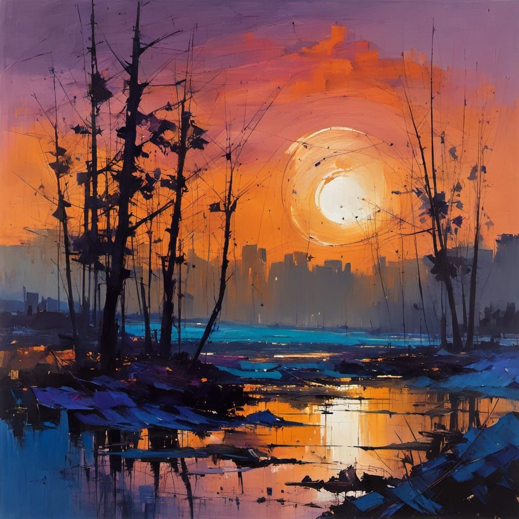 Ethereal Night Landscape in Violet Hues