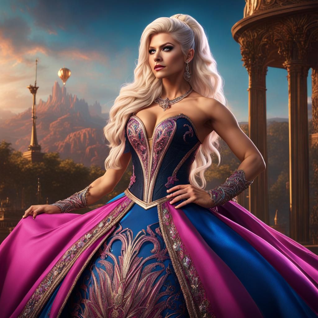 Alexa Bliss in Flowing Ball Gown, Digital Painting