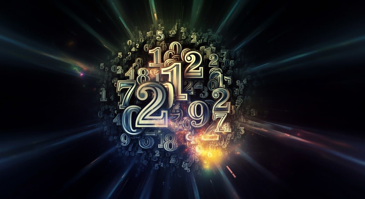 Abstract 3D Fractal Numerals with Cyberpunk Aurora