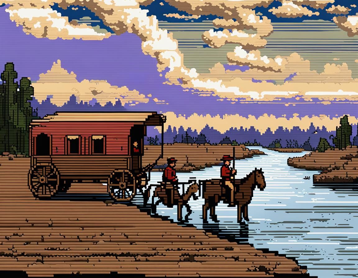 Pixel Art: Anxious Mississippi River Crossing