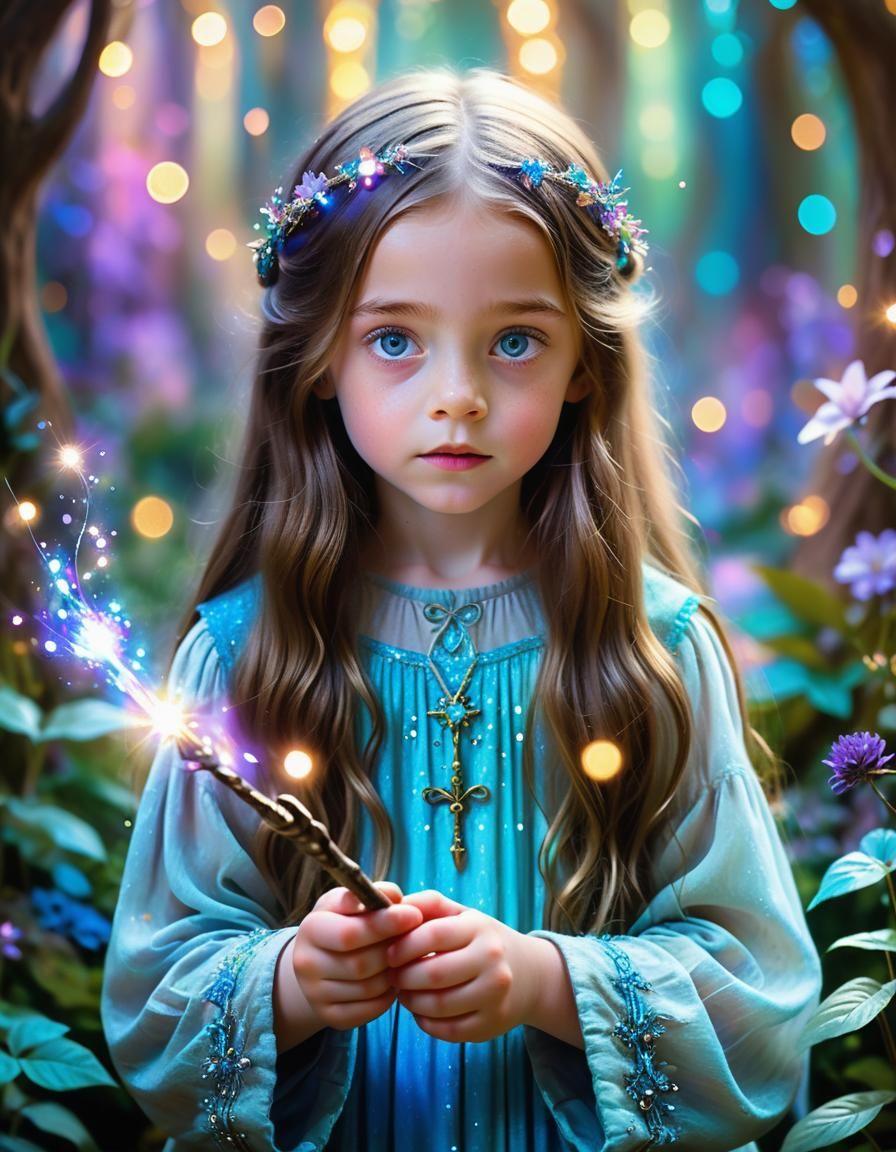 Mystical Child in Garden as Fauvist Airbrush Art