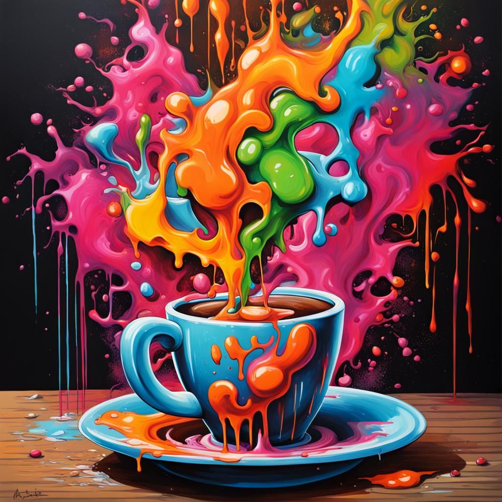 Erotic Coffee Aroma in Graffiti Splash Art