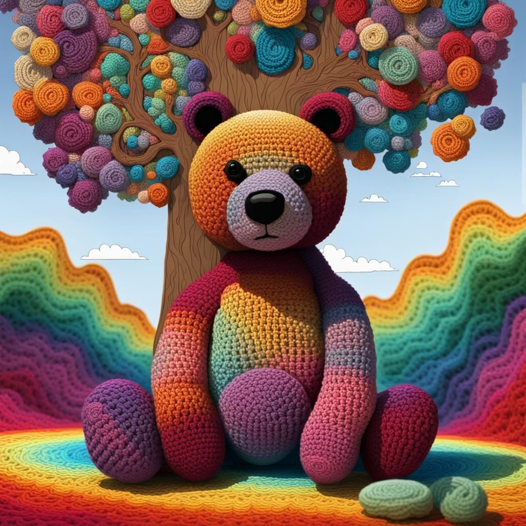Crochet Bear in Crochet Forest