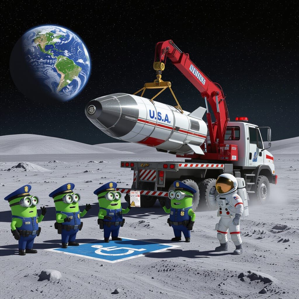 Martian Minions Tow Astronaut's Rocket: Pixar Style