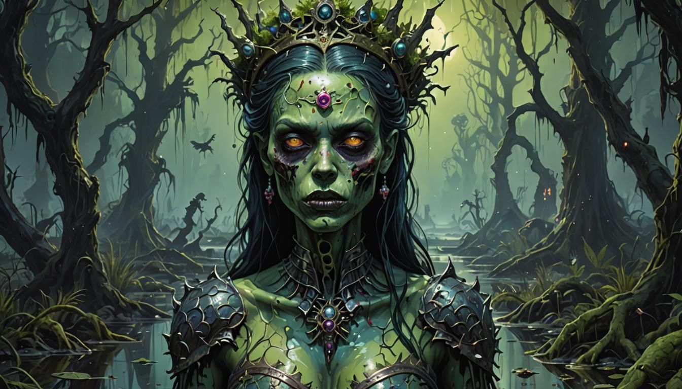 Zombie Princess in Sinister Swamp, Astral Illustration