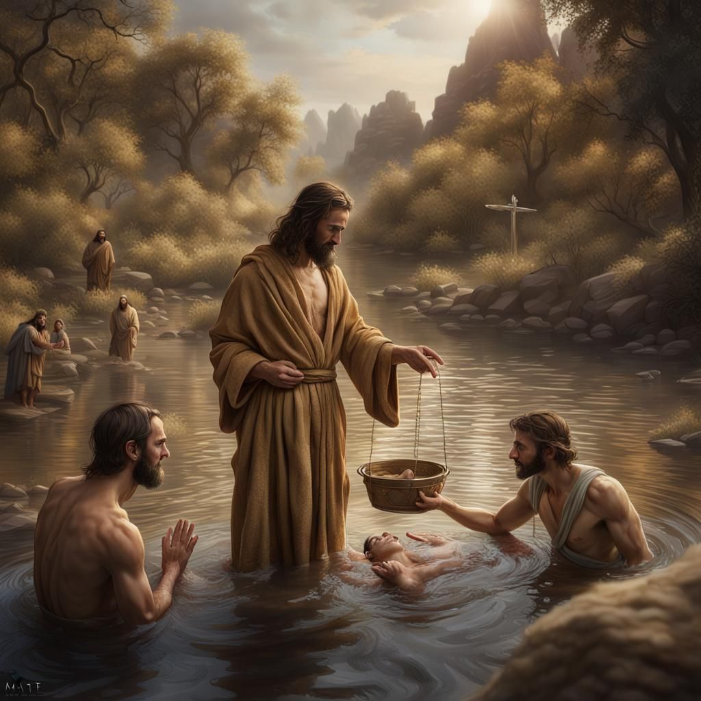 John the Baptist Baptizing Jesus Christ: Matte Painting