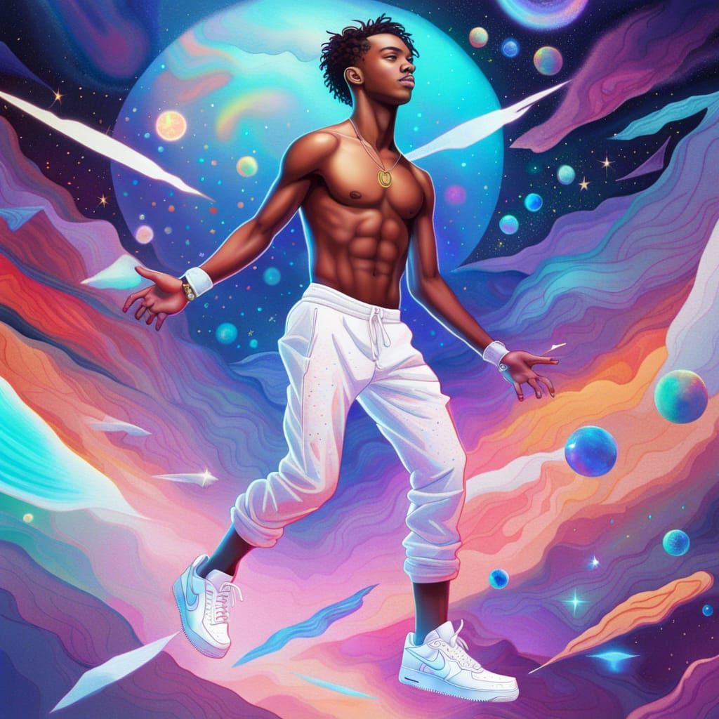 Astral Cosmic Illustration of Fit Young Man