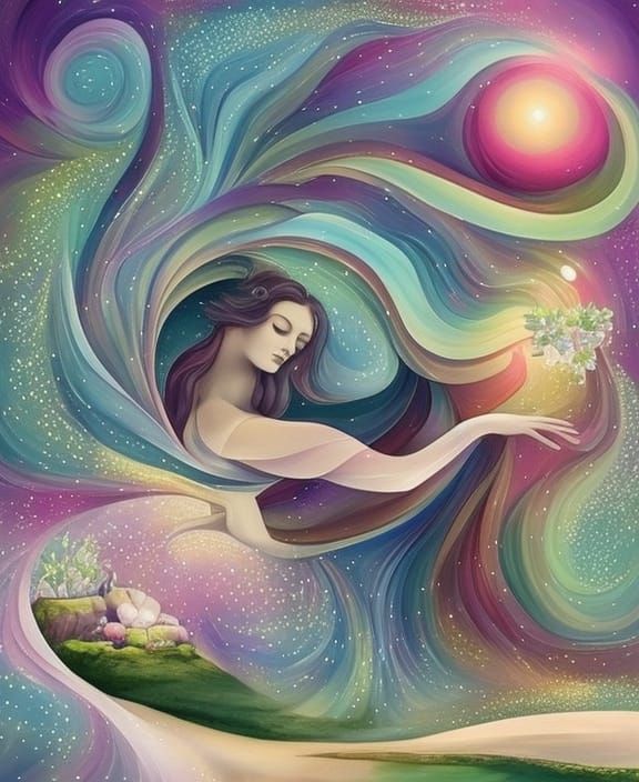 Nature Peace Sign in Art Nouveau Style