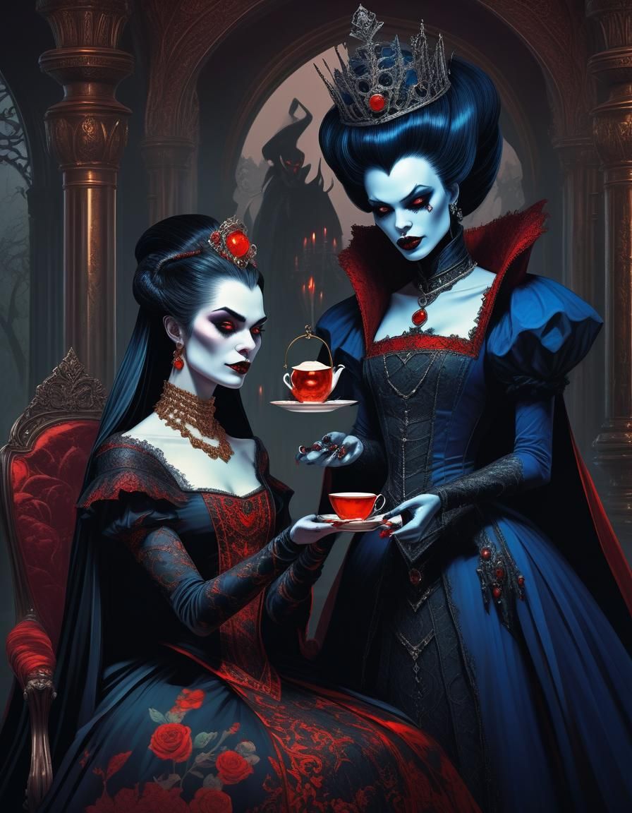 Vampire Empress Offers Tea to Hero Princess